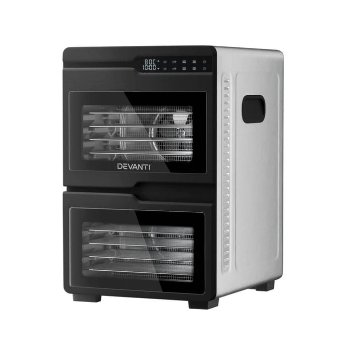 Devanti 12 Trays Food Dehydrator Dual-Zone Stainless Steel Fruit Jerky Dryer