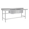 Vogue Dishwasher Inlet Table Double Bowl Sink Left Hand 2400x700x960mm 90mm Outlet Stainless Steel Commercial