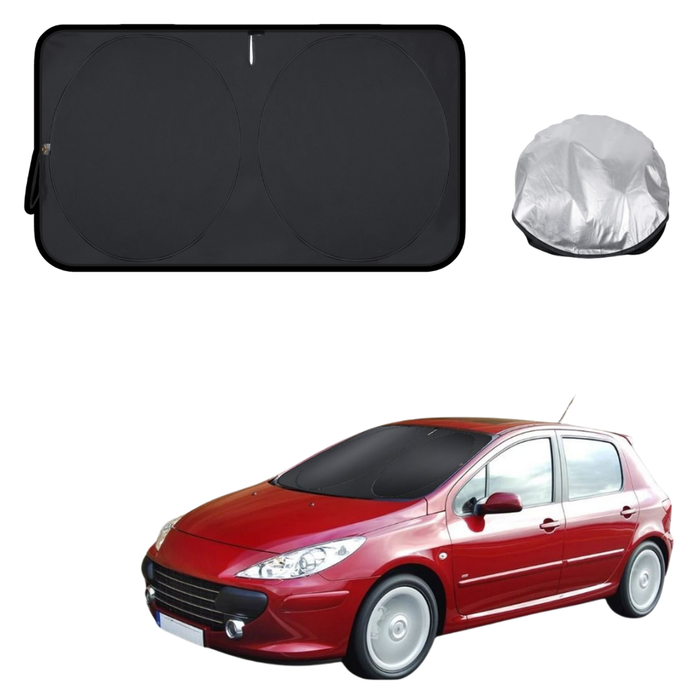 Front Windscreen Sun Shade for Peugeot 307 2001 - 2008 Hatch - Standard 150 x 85 cm - Black