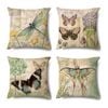 Catzon 4 Pcs Linen Throw Pillow Covers Watercolor Flower for Bed Sofa Decor 45X45cm