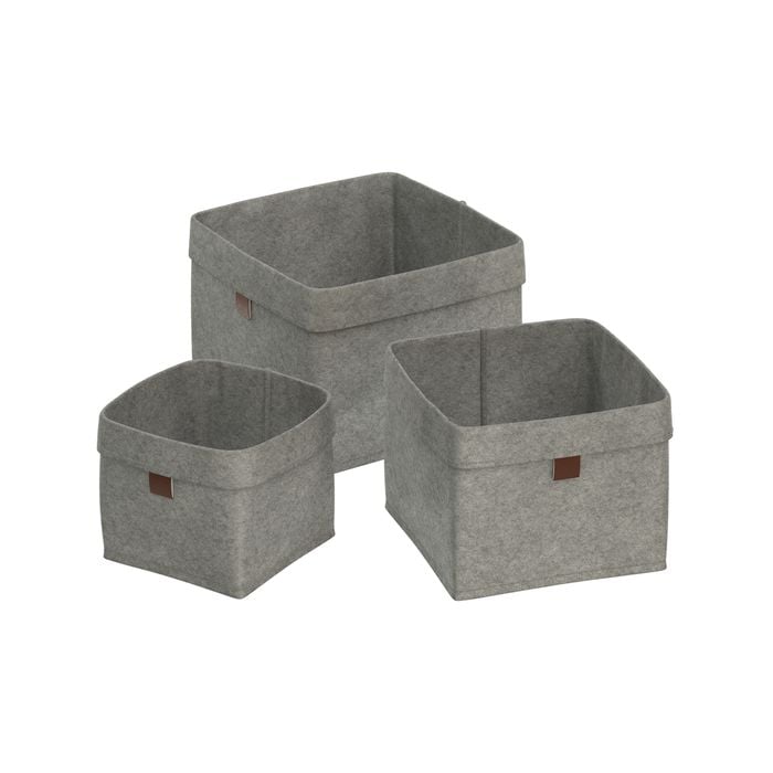 Flexi Storage Living Light Grey Square Felt Baskets - Set Of 3