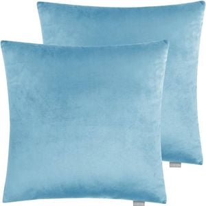Velvet Square Cushion Cover 2pcs Pack - Aqua Blue