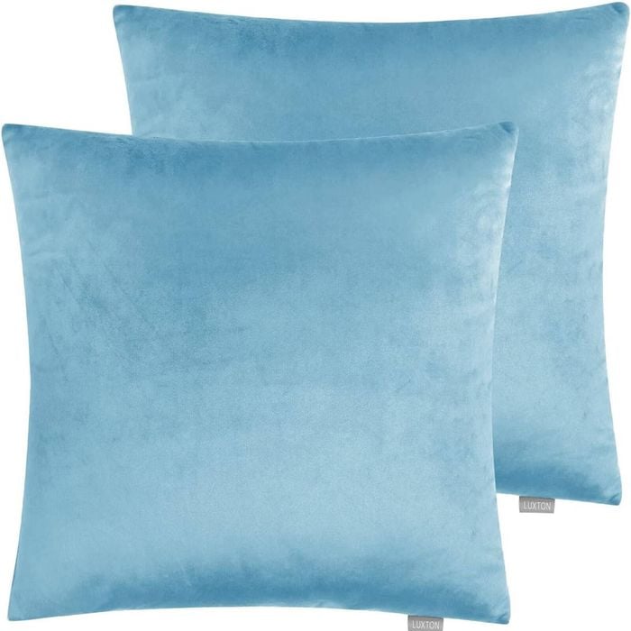 Velvet Square Cushion Cover 2pcs Pack - Aqua Blue