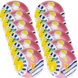 12PK Porto Porcelain Positano Round Kitchen Dinnerware Side Plate 20cm Summer