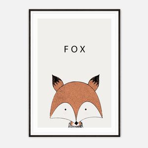Galrie Charming Modern Minimalist Fox Art Print for Home Decor, Black Frame, A2 42 x 60cm (16 x 24inch)