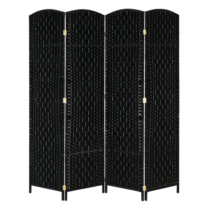 4 Panel Room Divider Decorative Folding Rattan Wicker Screen Room Privacy Separator