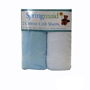 Bloomington 2 Piece of Baby Cot 100% Cotton Fitted Sheets Blue & White