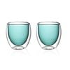 2pc NF Living Serving Hued Glass 250ml Solid Double-Walled Teal