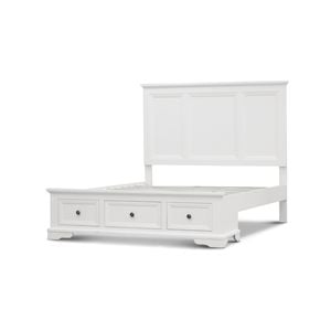 Celosia Queen Size Bed Frame Timber Mattress Base With Storage Drawers - White