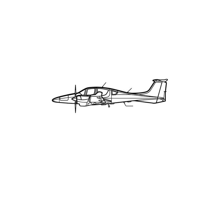 Ignite Laser Diamond DA62 - Six-Seat Twin-Engine Aircraft Silhouette Metal Wall Art Coated Black 15.7 inch - 40 cm