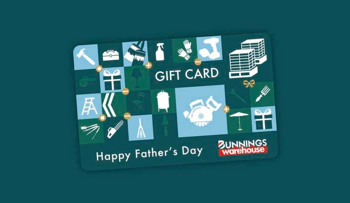 Fathers Day gift card on green background.