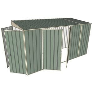 Build-a-Shed 1.5 x 3.7 x 2m Double Hinged Side Door Skillion Shed - Green