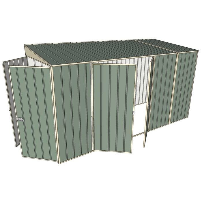 Build-a-Shed 1.5 x 3.7 x 2m Double Hinged Side Door Skillion Shed - Green