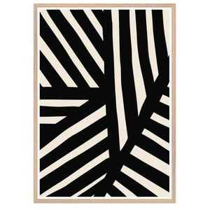 Galrie Striking Bold Black and White Abstract Art Print for Modern Decor, Wood Frame, A2 42 x 60cm (16 x 24inch)