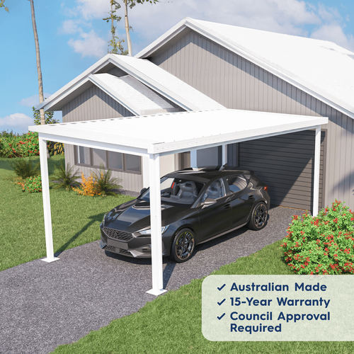 Absco Structures 3.11 x 6.12 x 2.60m Off White Signature Insulated Single Carport Bunnings Australia