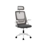 Furb Office Chair High Back White Frame W/ Headrest Dark Grey Mesh