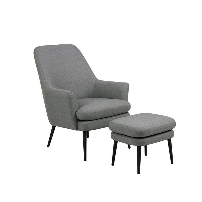 Modern Furniture KENDRA 73x95cm Lounge Chair with Footstool - Grey