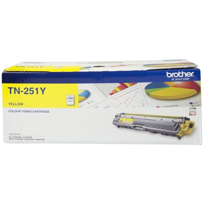Brother TN-251Y Yellow Toner - 1,400 Page Cartridge