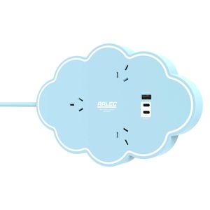Arlec Tweenie Blue Cloud 3 Outlet Fast Charging USB Powerboard