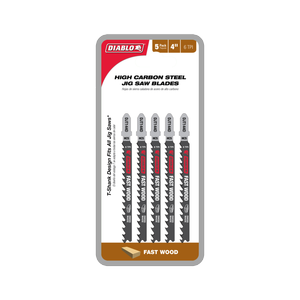 Diablo 100mm High Carbon Steel Jig Saw Blade For Fast Wood Cuts - 5 Pack