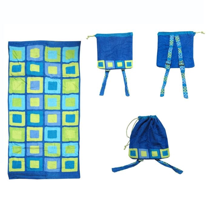 Kids Beach Towel N Bag Cubes 75 x 150 cm