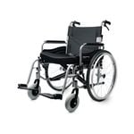 Equipmed Folding Wheelchair XXL Extra-Wide Bariatric Seat , Aluminium Frame, 150kg Capacity, 24 Inch Wheels, Park Brakes, Black