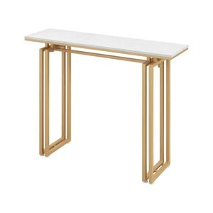Costway Modern Console Table Hallway Table Entryway Display Table W/adjustable Footpads Gold
