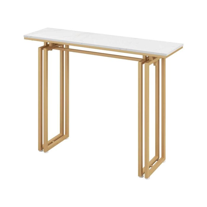 Costway Modern Console Table Hallway Table Entryway Display Table W/adjustable Footpads Gold