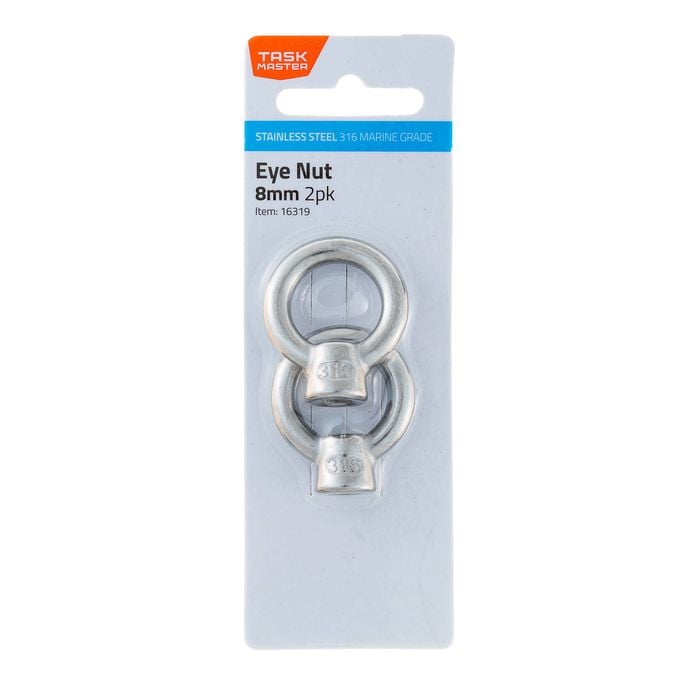 Taskmaster 8mm 316 Stainless Steel Eye Nut - 2 Pack