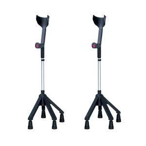 Quad Forearm Crutch - Black, Adjustable Support for Enhanced Stability - Pair