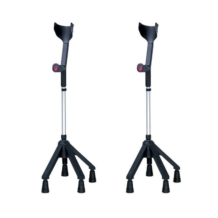 Quad Forearm Crutch - Black, Adjustable Support for Enhanced Stability - Pair