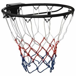 vidaXL Basketball Ring Black Steel Basketball Net Wall-Mounted Basketball Rim