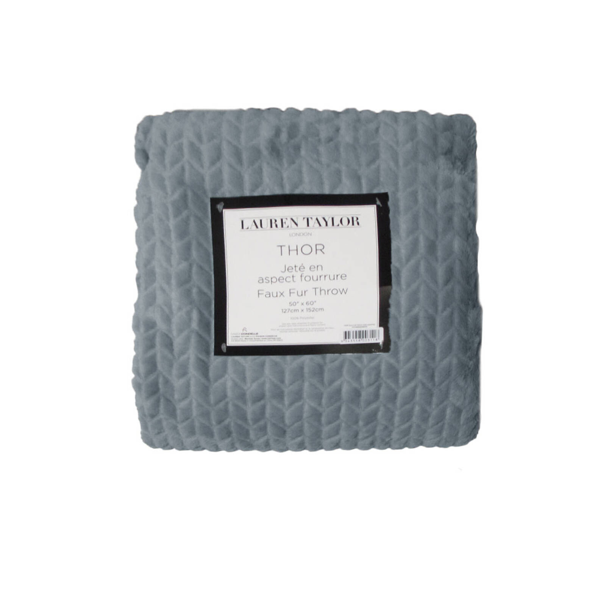 Bloomington Herringbone Faux Fur Throw Rug 127 x 152 cm Steel ...