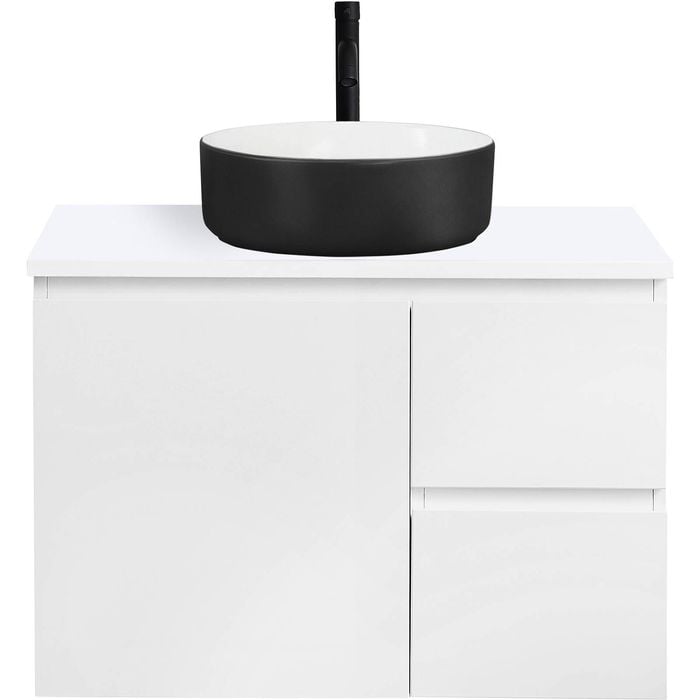 CIBO 750mm White Nordic Wall Hung Bathroom Vanity With Black And White ...
