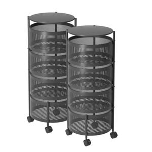 SOGA 2X 4 Tier Steel Round Rotating Carts with Wheels