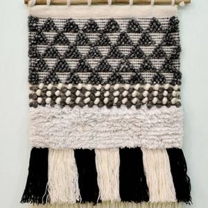 Handwoven Woollen Wall Hanging - Ad17 - Grey - 50x90cm