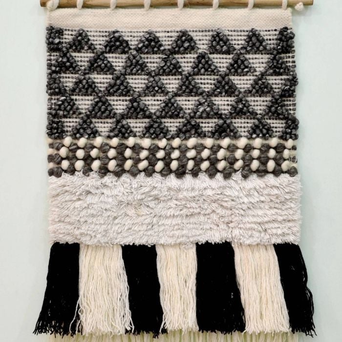 Handwoven Woollen Wall Hanging - Ad17 - Grey - 50x90cm