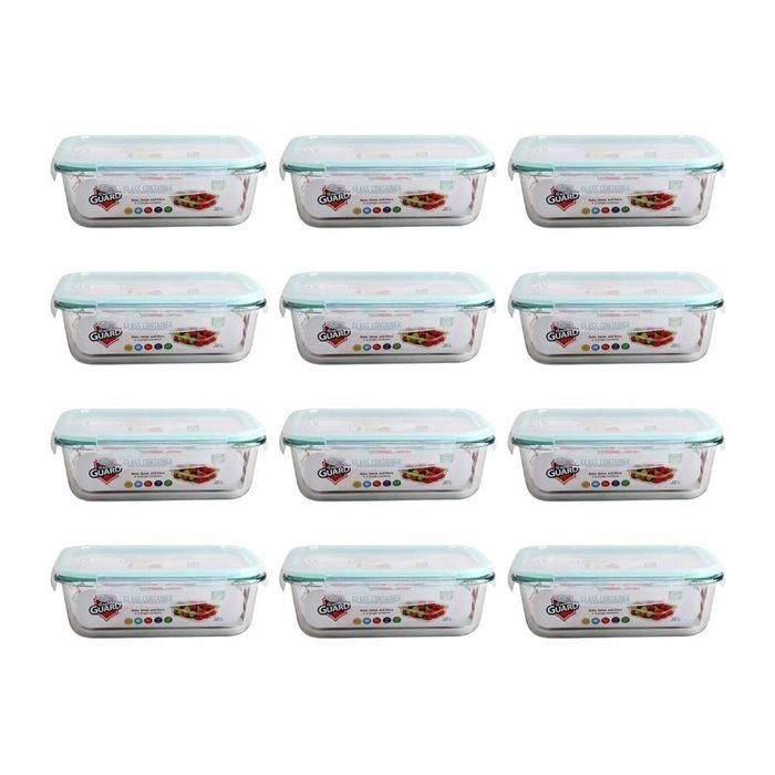 12PK Fresh Guard Microwavable Glass Airtight Food Storage Container 1500ml