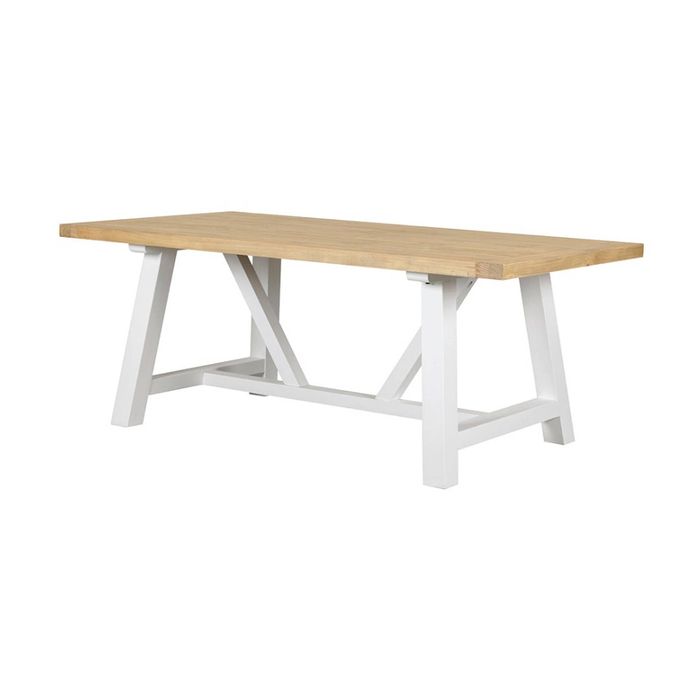 1825 Interiors Iona Dining Table Reclaimed Timber Trestle Base Two Tone