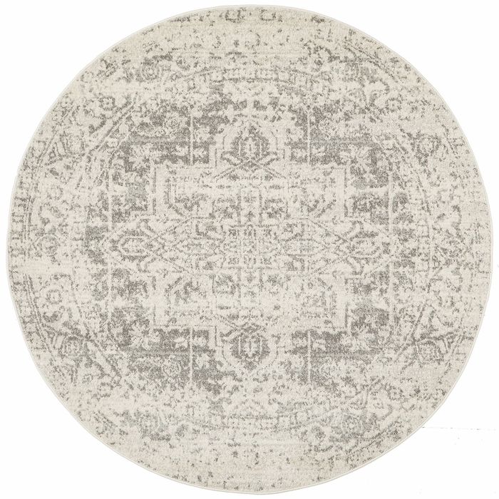 The Rug Connection Sense 253 Silver 150x150cm - Small Round Transitional Pet Friendly Indoor Rug