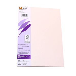 Quill A4 Metallique Board 285gsm (Pack of 25) (Mother/Pearl)