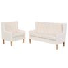 vidaXL Sofa Set 2 Piece Fabric Cream White Couch Lounge Living Room Furniture