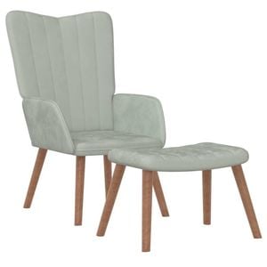vidaXL Relaxing Chair with a Stool Light Grey Velvet Kitchen Seat Footrest