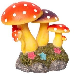 Aqua One Cluster Of Mushrooms On Mossy Rock Ornament 11.5x7.5x10.5cm (37499)
