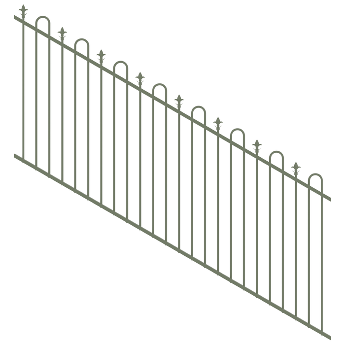 ProtectorAl 1201-2400W x 1200H Pale Eucalypt Loop & Spear Top Pool Fence Panel Raked 16-30º