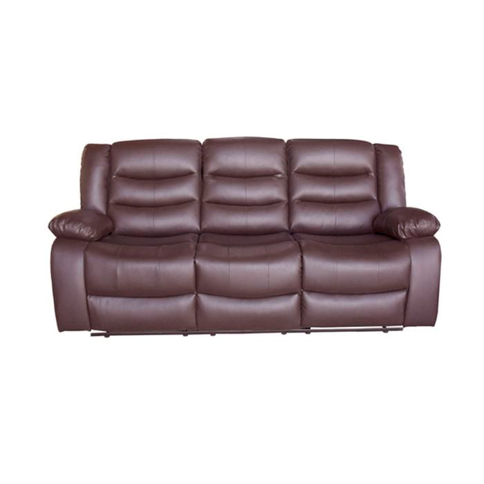 3 Seater Recliner Sofa In Faux Leather Lounge Couch in Brown