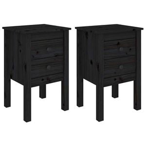 vidaXL 2x Bedside Cabinets Black Nightstand Side Table Storage