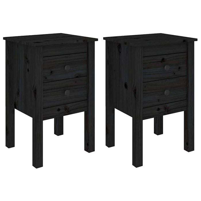 vidaXL 2x Bedside Cabinets Black Nightstand Side Table Storage