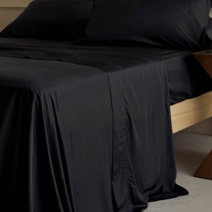 Bedding Co. Organic Bamboo Flat Sheet 350TC Luxurious Black King