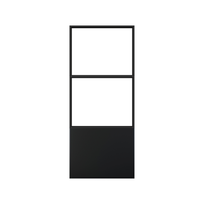 Rolltrak 2134 x 914 x 40mm Clear Knockdown Steel And Glass Barn Door With Steel Panel
